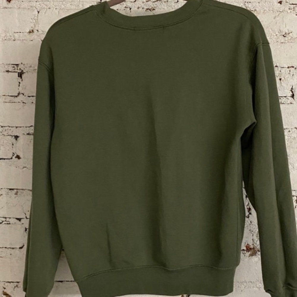 Tiger Roses Sweatshirt Army Green Made by Wound Up Size XS - Picture 4 of 5